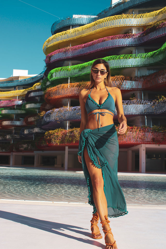 Immagine 2 di copricostume pareo donna colore petrolio modello Portofino di FédebyFéde