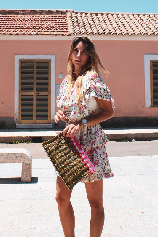 immagine 2 di borsa all'uncinetto modello vernazza colore verde militare di fedebyfede