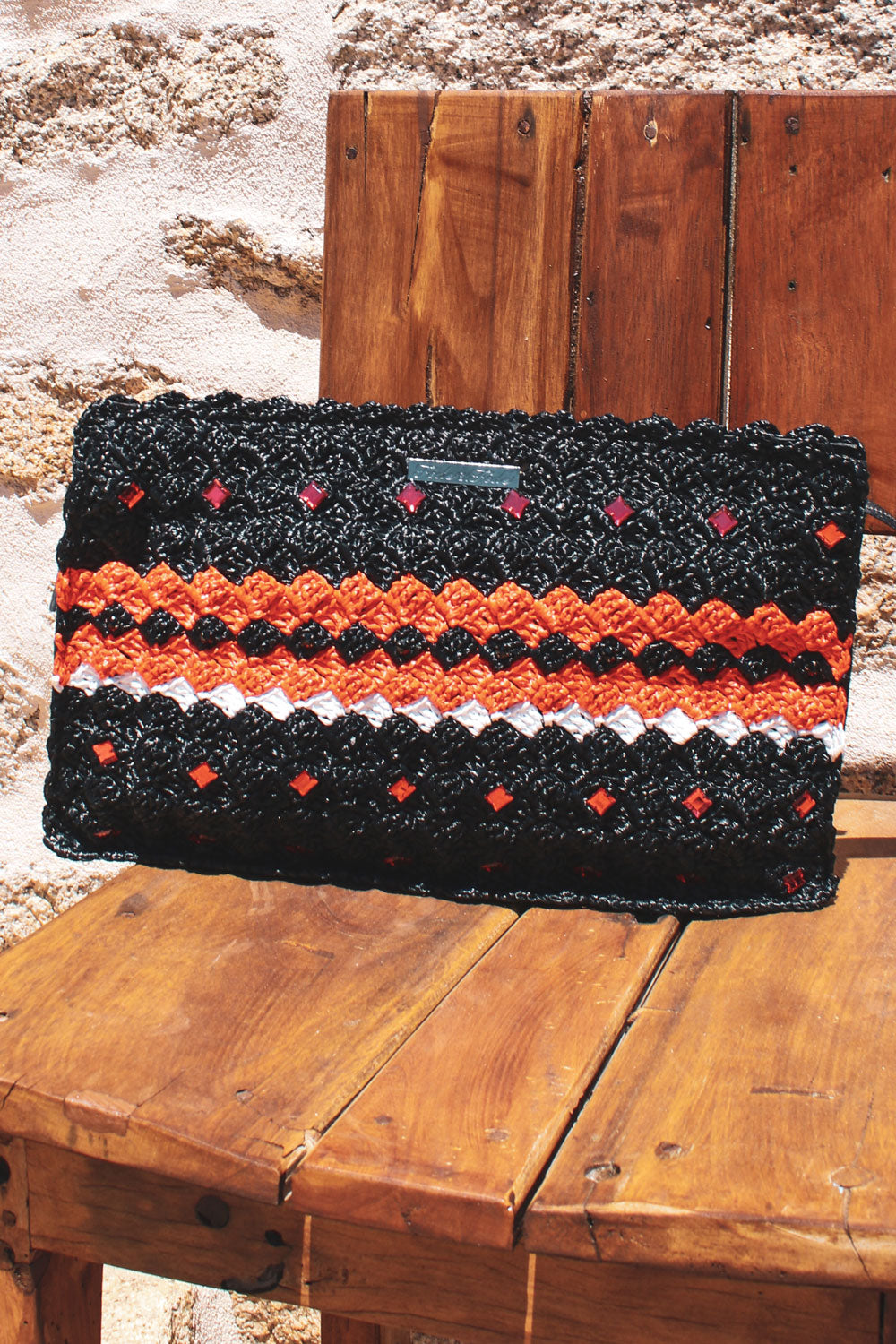 immagine 2 di borsa all'uncinetto modello vernazza colore nero di fedebyfede