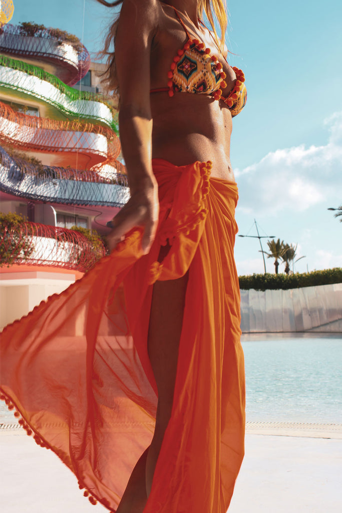 immagine 1 di copricostume pareo donna colore arancio modello Portofino di FédebyFéde