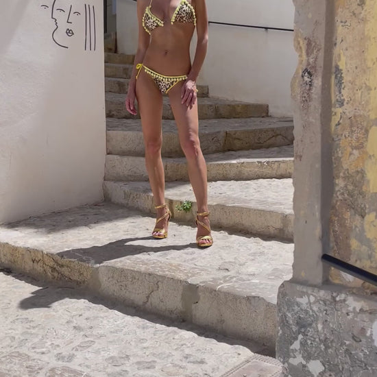 immagine 5 di costume da bagno donna bikini triangolo in lycra modello Tropea stampa maculata di FédebyFéde