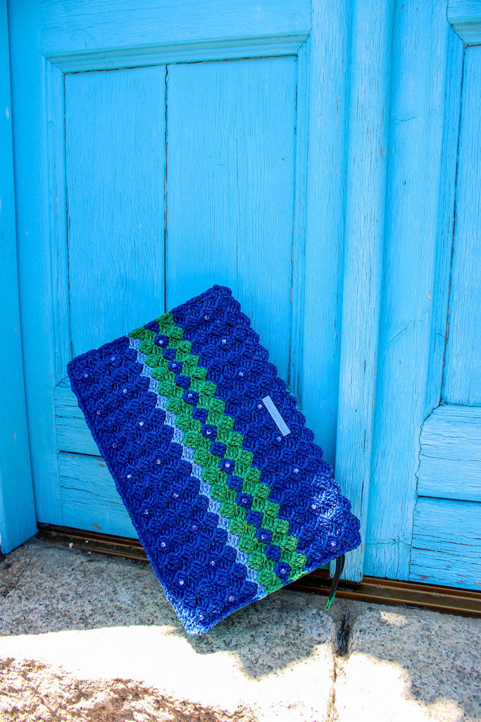 immagine 1 di borsa all'uncinetto modello vernazza colore blu di fedebyfede