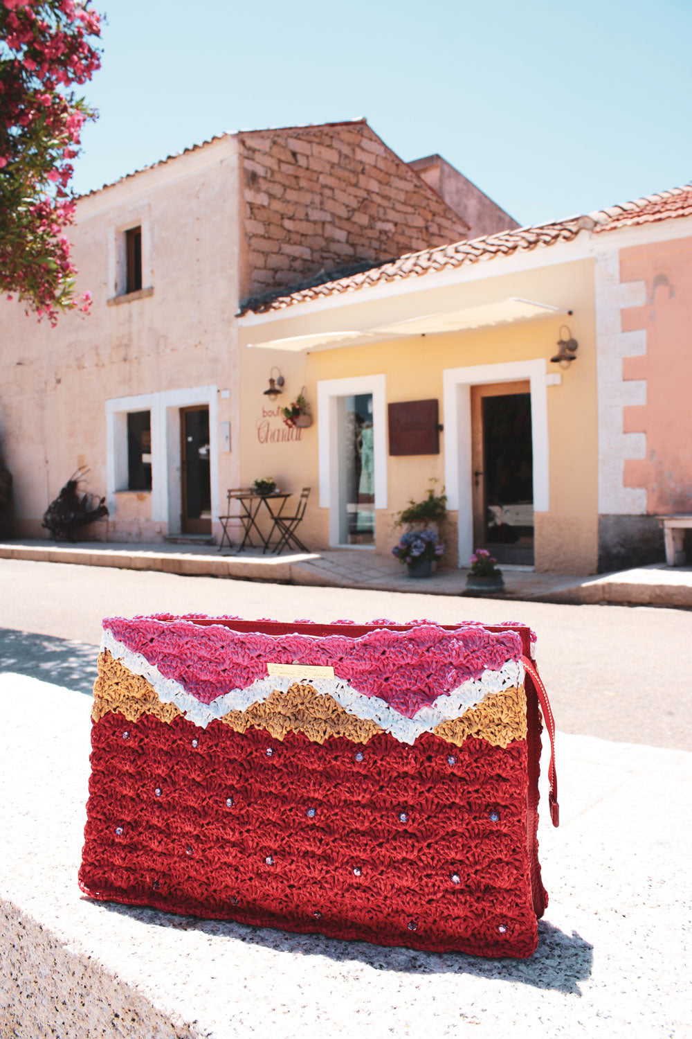 immagine 1 di borsa all'uncinetto modello vernazza colore rosso di fedebyfede